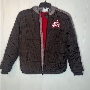 Jordan Black and Red Quilted Puffer Jacket